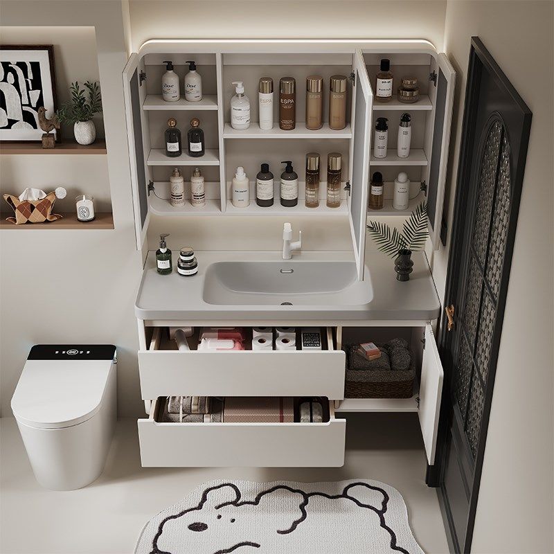 橡木烤漆奶油风浴室柜肤感一体盆洗手盆柜洗漱台洗脸盆,家装主材,浴室柜组合,淘宝优惠券,粉丝福利购,淘宝优惠卷