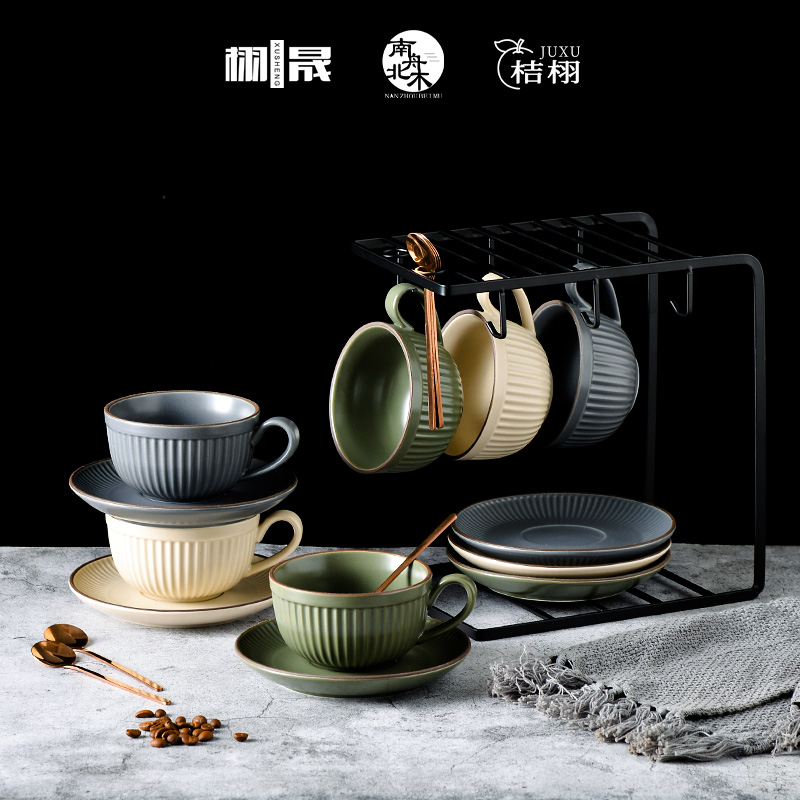 复古拿铁咖啡杯碟装陶瓷水杯花茶杯家用下午茶具可拉花咖啡杯子