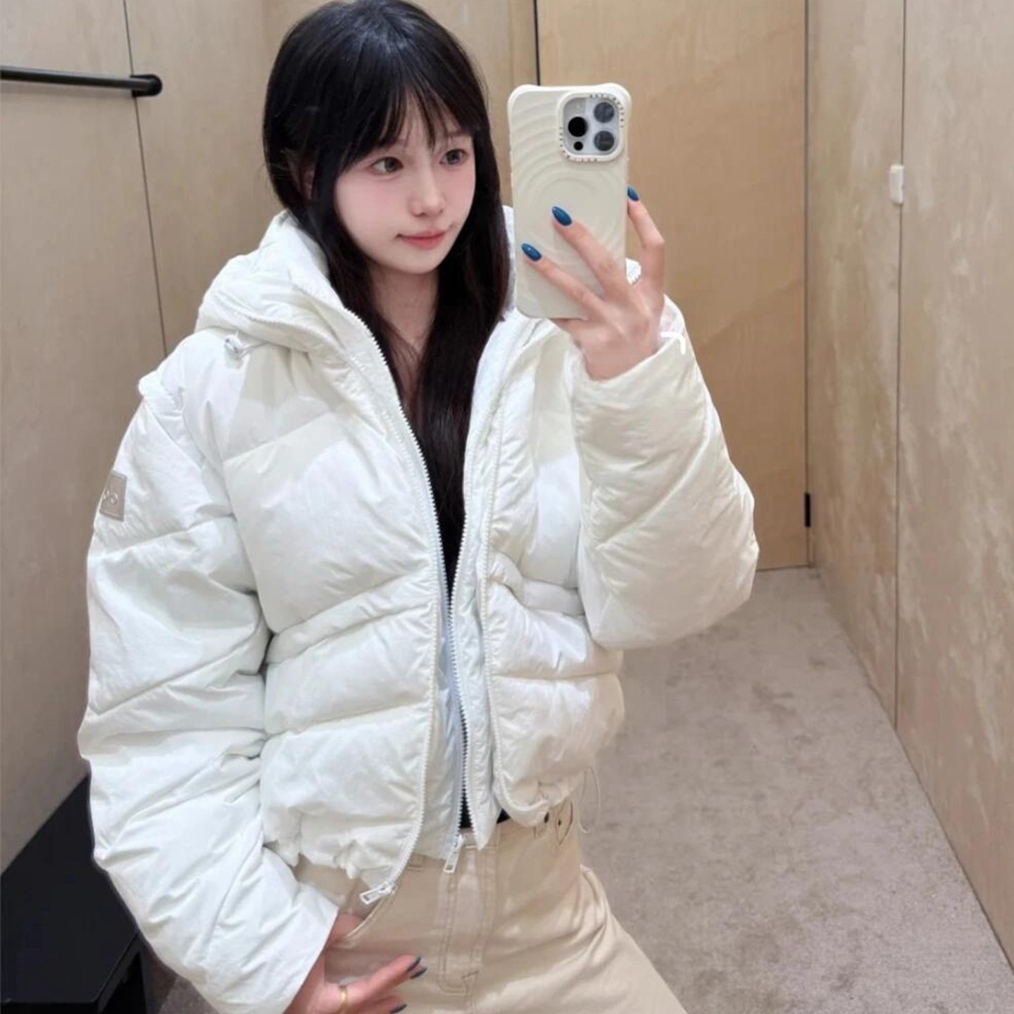 加拿大直邮采购AL0冬季连帽保暖假两件双层外套短款羽绒服女