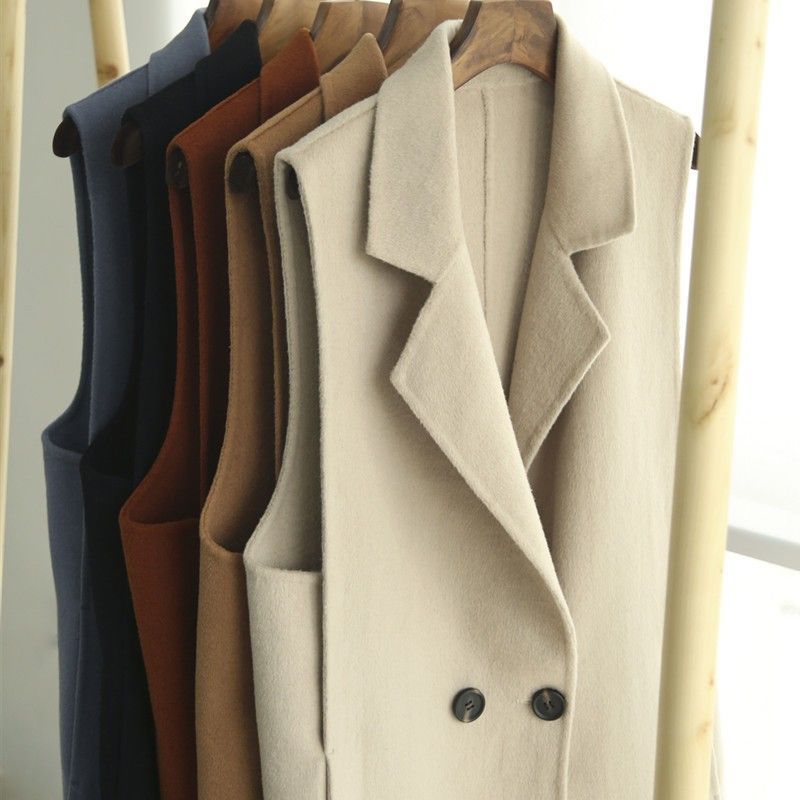 双面羊毛绒马甲女秋冬25新款毛呢外套背心中长款韩版坎肩宽松外搭