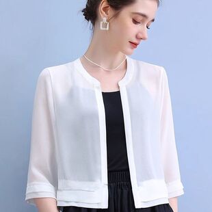 外套2025新款 雪纺小披肩女夏季 开衫 搭配吊带裙子 防晒上衣女 薄款