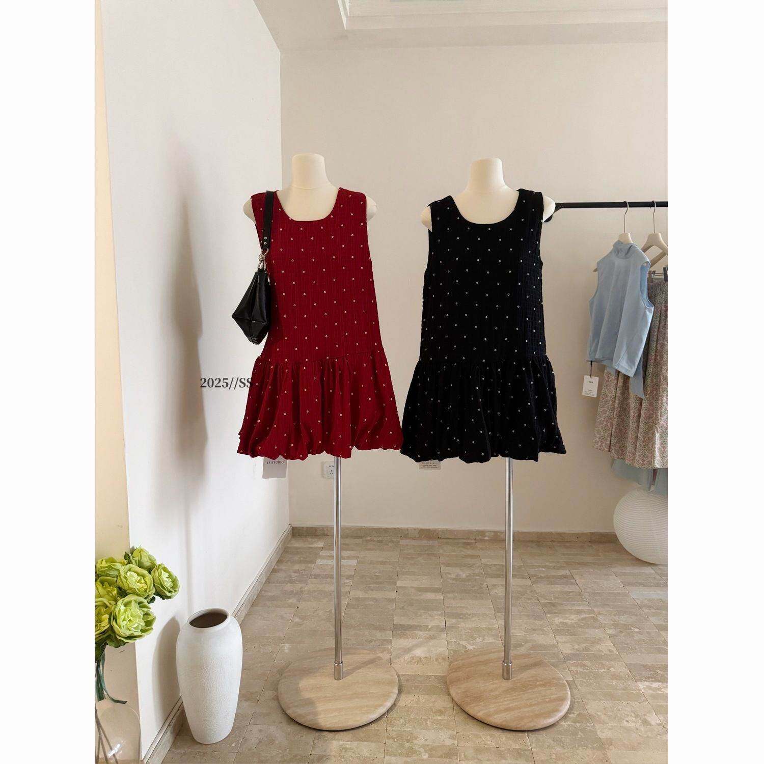 红色背心连衣裙女春夏学院风小个子复古甜美可爱字短裙