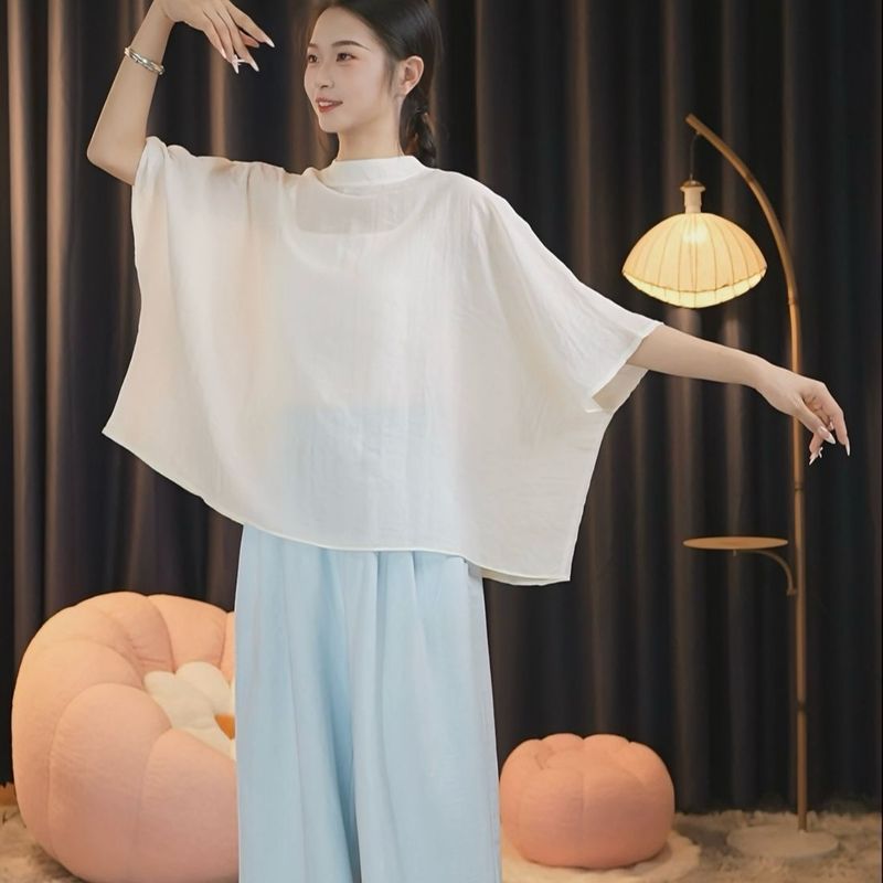 2025新款天丝麻上衣夏季日常现代舞上衣宽松古典舞上衣现代舞服装