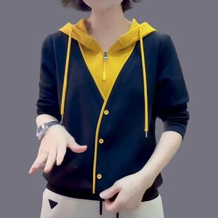 外贸尾货5春季 显瘦打底衫 新款 休闲长袖 假两件设计感时尚 清仓捡漏