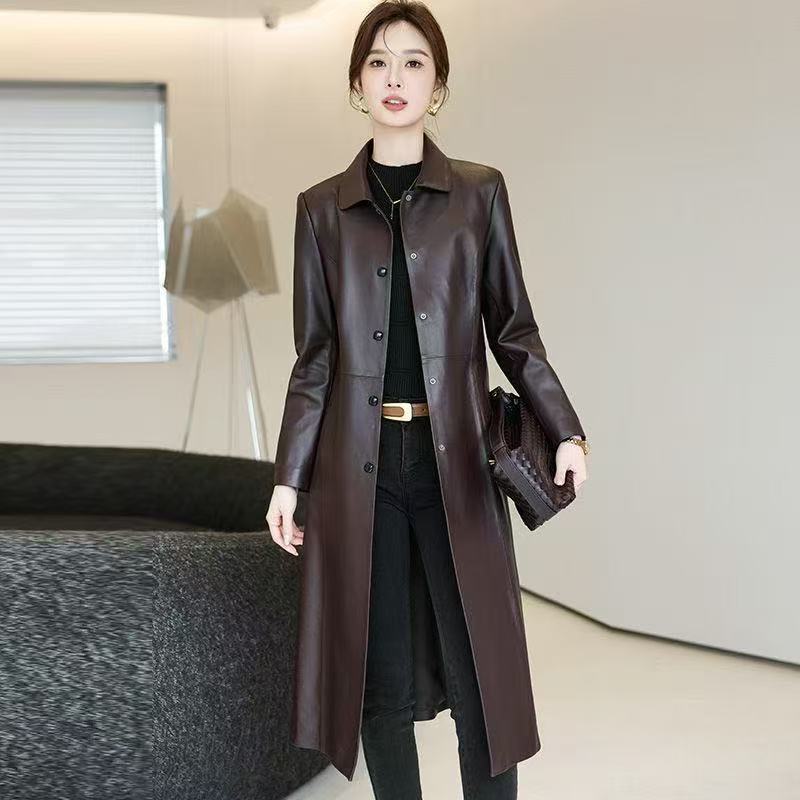 海宁真皮皮衣女2025新款春秋时尚修身宽松版大码绵羊皮风衣外套女