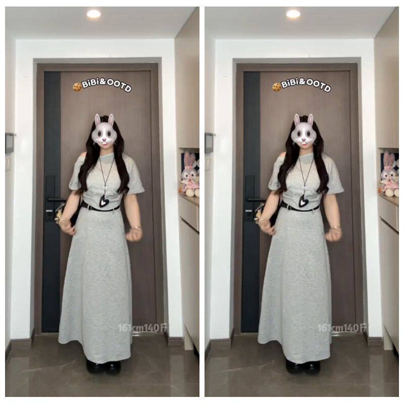 胖mm大码夏季新款斜肩洋气爆款简约遮肚显瘦休闲T恤+高腰半身裙套