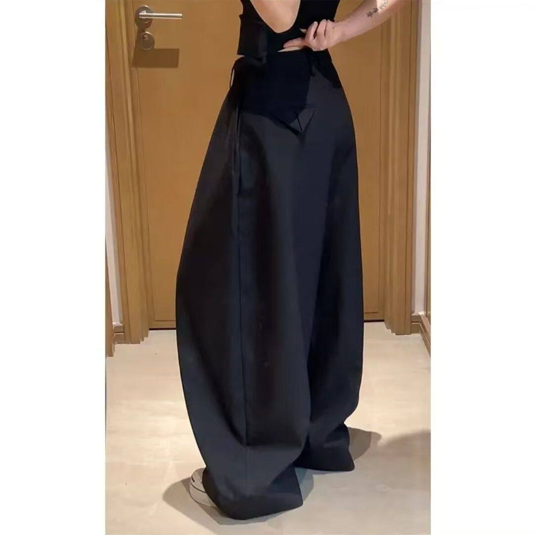 明线设计感小众衬衫女士2026春秋新款百搭宽松阔腿西装裤时尚套装