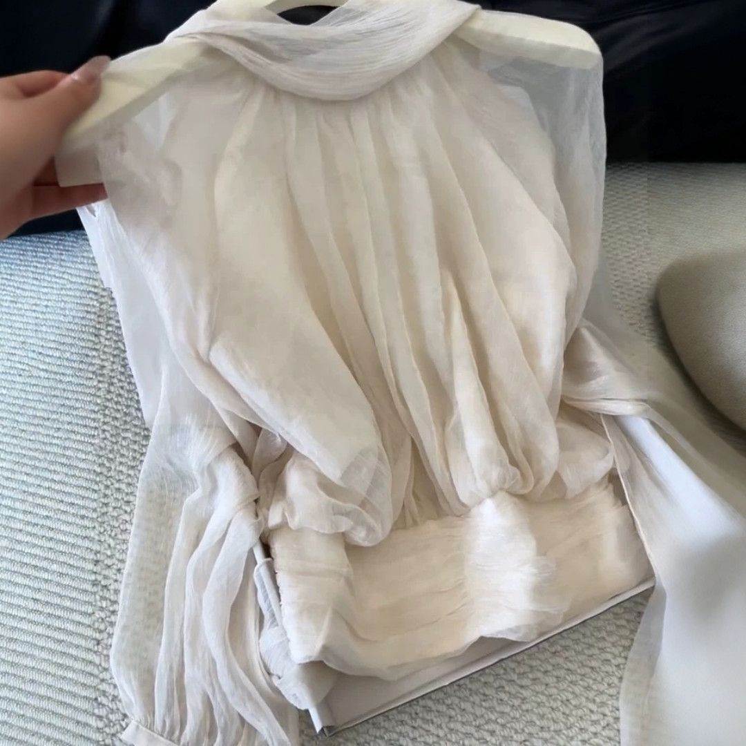 法式温柔风长袖雪纺衬衫女早秋纯欲御姐穿搭气质宽松巨好看上衣女