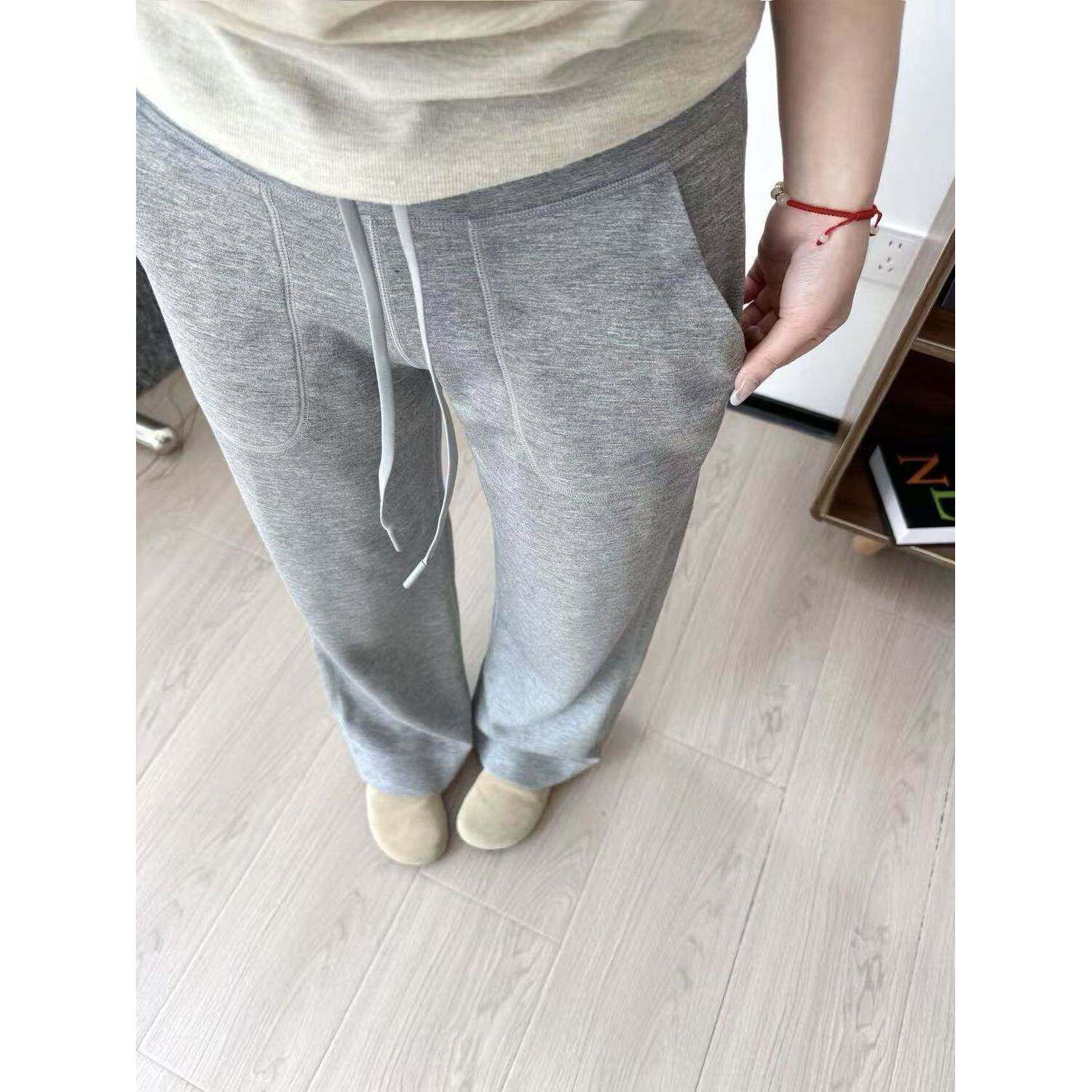 高个子灰色休闲春款薄款女裤新款高腰休闲学生宽松显瘦阔腿直筒