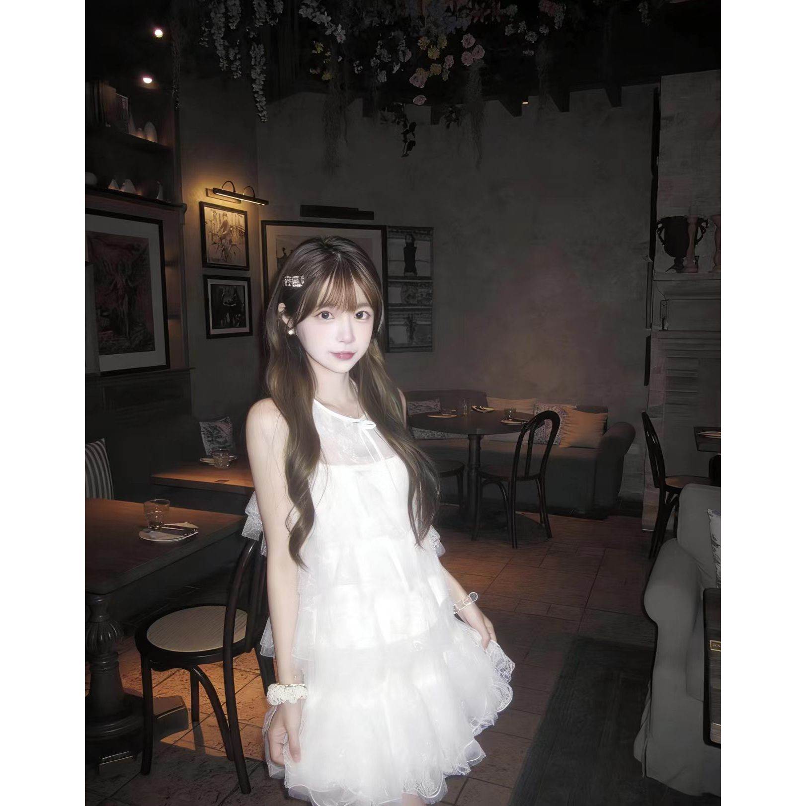 显瘦法式蕾丝两件套2026新款夏女装无袖背心蓬蓬裙轻奢甜美公主风