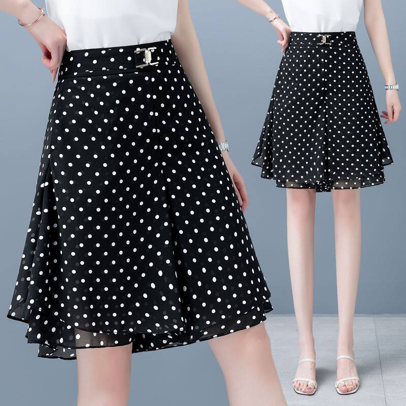 小个子雪纺阔腿裤夏季季薄款中短裤女款裤子显瘦洋气a字五分裤裙