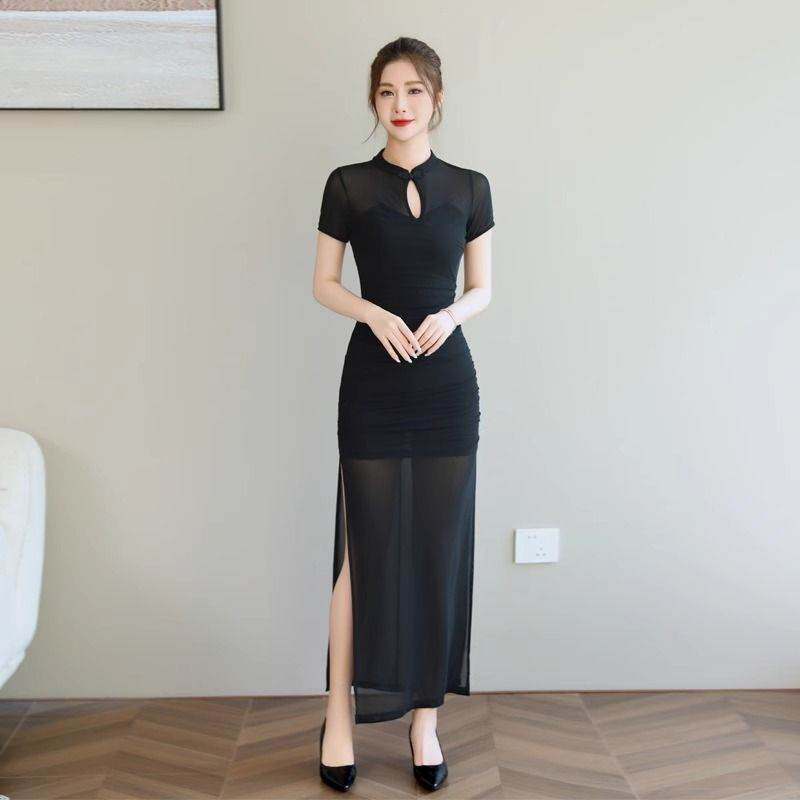 2026新款气质长款晚礼服高级感性感连衣裙女夜总会足浴技师工作服