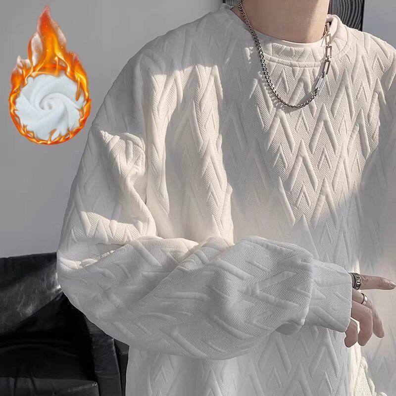 春秋重磅潮牌高级感大码男女痞帅卫衣圆领打底oversize宽松外套冬