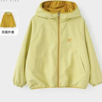 女童2025新款两面穿外套儿童秋冬季加绒冲锋衣中大童加厚连帽风衣