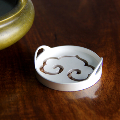 见素香坊督造 西门飞雪香篆 6厘米双提耳铜镀砂银色拓印篆香用品