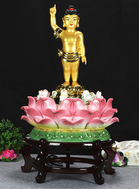 中式佛堂浴佛唯我独尊太子佛九龙吐水浴佛盆释迦牟尼佛 佛像摆件