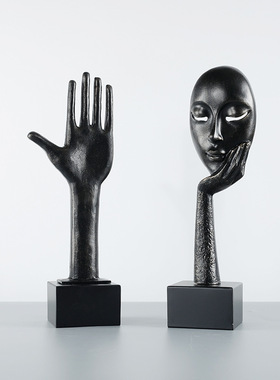 创意抽象塑雕人物雕塑摆件手掌思考者人脸摆设别墅客厅家居装饰品