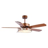 佑家新款 吊扇灯仿古实木叶风扇灯吊扇吊灯客厅复古电扇灯 中式