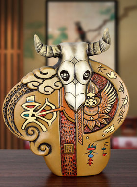 吉牛陶瓷摆件家居装饰品摆件创意客厅玄关博古架摆设祝福平安富贵