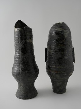 复古做旧侘寂风新中式陶瓷花器摆件样板间酒店客厅玄关大花瓶装饰