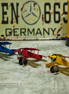 迷你复古创意小飞机模型 小摩托车 家居装饰摆件 铁制小摆设