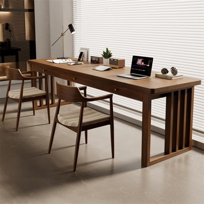 美式客厅大长书桌家用全实木办公桌工作台书法桌学习靠窗长条桌子