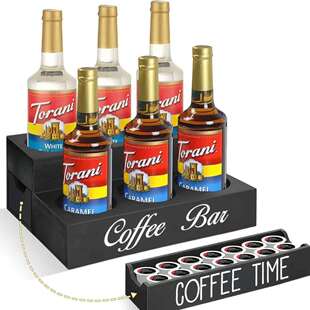 []咖啡糖浆收纳盒多层木质调味瓶架咖啡收纳架桌面酒架