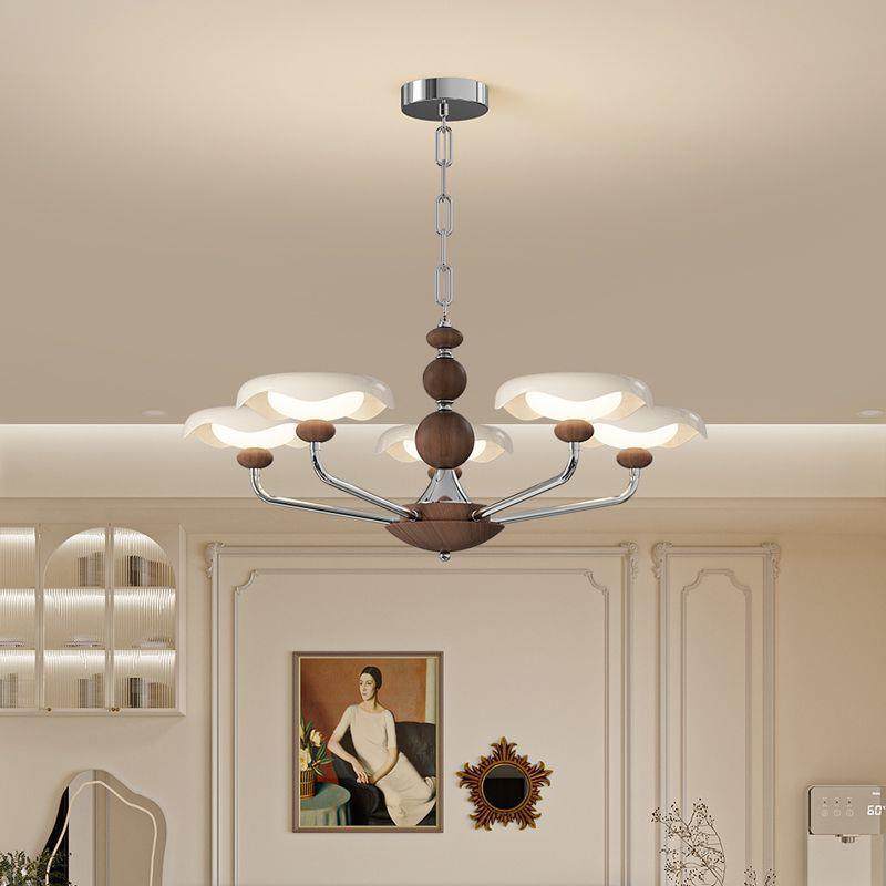 北欧吊链灯简约现代客厅吊灯法式奶油美式胡桃木色餐厅卧室中山灯