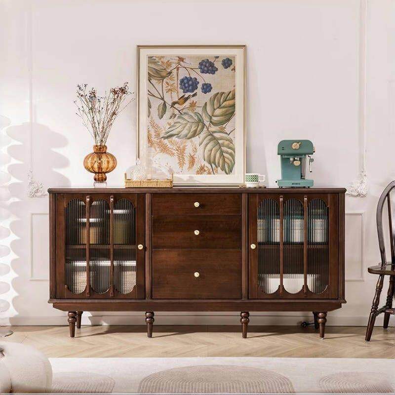 法式复古多功能高餐边柜全实木美式轻奢储物茶水柜子西厨酒柜碗橱