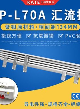 4P漏电70A电气汇流排紫铜C45空开连接排134mm间距DZ47断路器接线