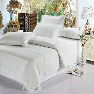 民宿白色单人洗浴床宾馆床单被套被罩三件套四件套床上用品双人