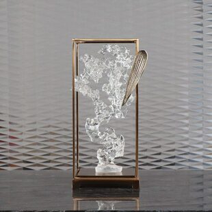 禅意竹摆件博古架叶透明新中式置物柜墙柜太湖石玄关书房装饰铁艺