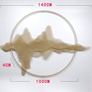 新中式壁饰创意墙面装饰品挂件金属立体山水影画挂件祥云家居软装