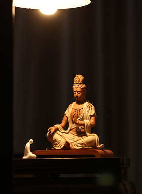 颂物自在观音摆件陶瓷佛像家用工艺品中式禅意家居客厅玄关装饰品