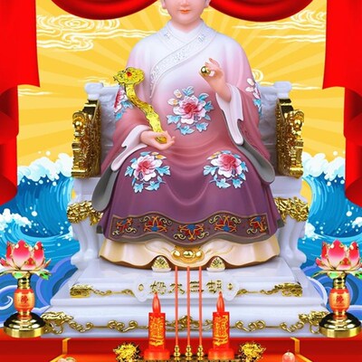 大小款 胡三太奶画像挂像挂画丝绢卷轴挂画自粘贴画 可带实木相框