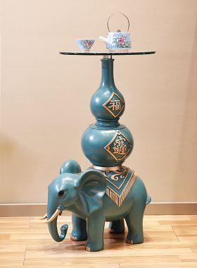 中式招财大象电视柜沙发旁边大型落地摆件客厅装饰品新家乔迁礼物