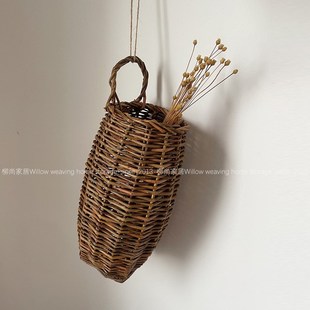 饰小挂篮 柳尚家居复古风藤编柳编手工编织杂物收纳篮阳台庭院装