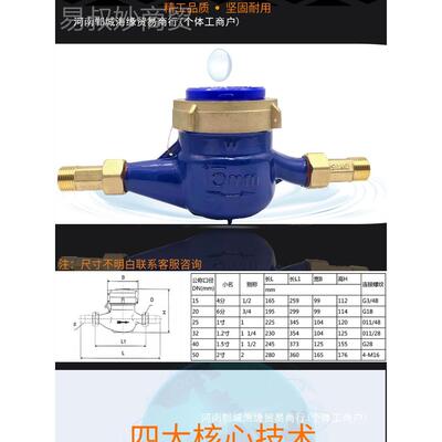 旋式出房用表4分6分水表来大租标翼自水家用防NJM倒转机械水阵果