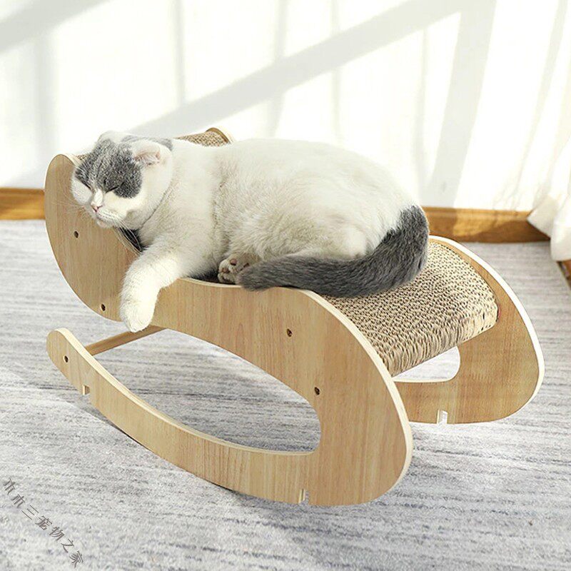 猫咪用品实木猫摇床英短泰迪狗宠物床耐磨瓦楞纸猫抓板磨爪器猫床