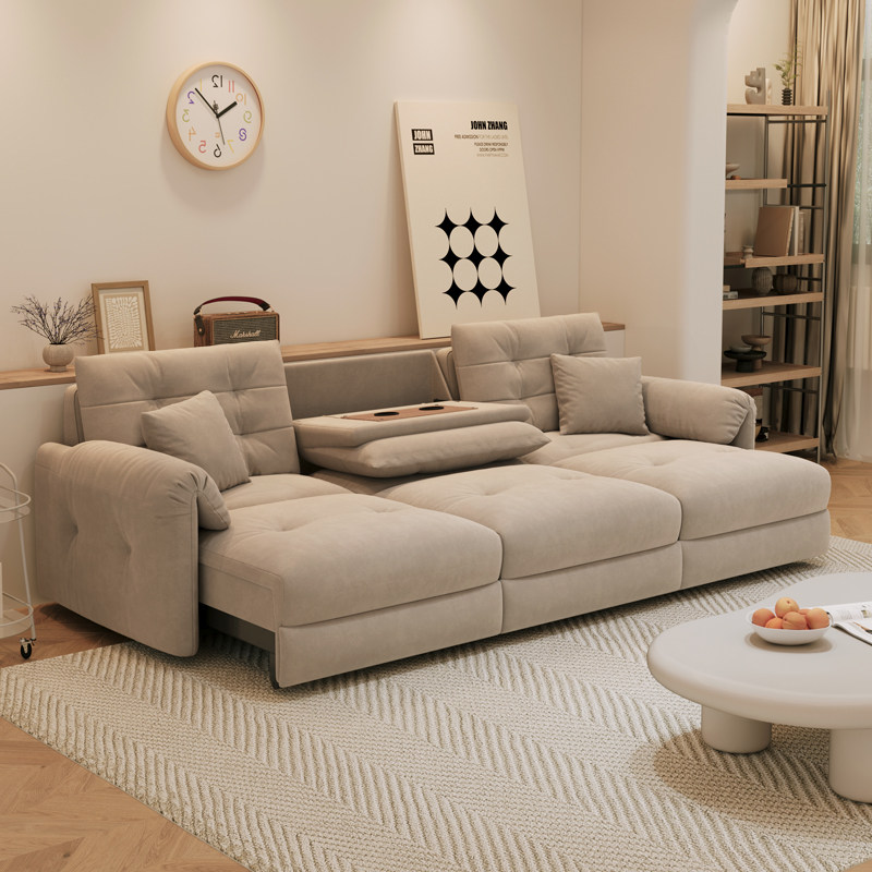 品洛大象耳朵云朵电动沙发床奶油风客厅现代简约直排三人位沙发