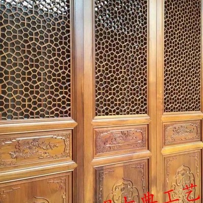 东阳木雕米字格菜篮格龟纹格花格隔断玄关中式装修背景墙花窗吊顶