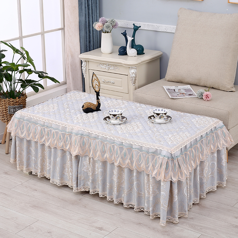 茶几桌布长方形客厅餐桌防尘垫蕾丝全包茶几套罩电视柜帘盖布布艺