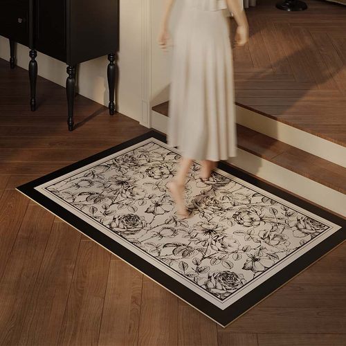 罗塞尔法式中式中古风复古入户地垫耐脏防滑高级感玄关地毯皮革垫