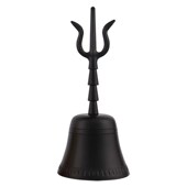 创意黄铜金属刚三叉黑色上课复古餐厅酒吧手摇铃铛工艺装 饰品摆件