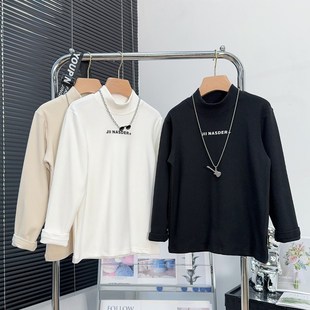 男童德绒打底衫秋款中大童半高领长袖T恤儿童保暖上衣男女孩卫衣