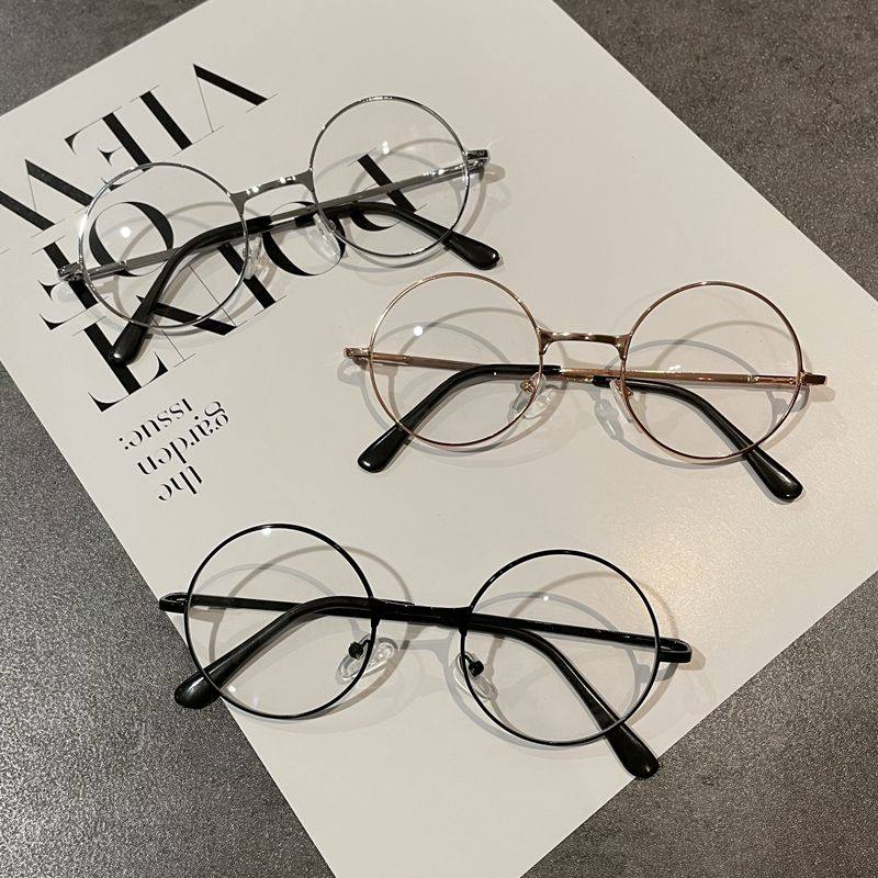 儿童眼镜男女童超萌街拍文艺范复古金属镜宝宝可爱圆框装饰平光镜