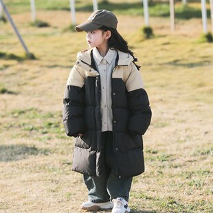 90绒小童女童羽绒服中大童装 新款 23168 2024冬季 儿童羽绒服中长款