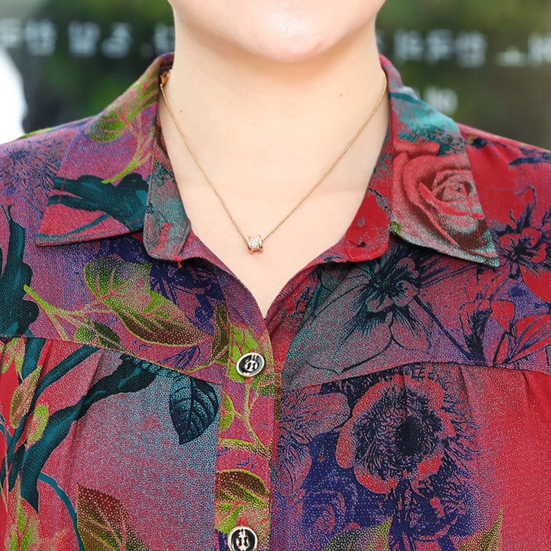 妈妈夏装长袖衬衫女夏季防晒上衣中老年女装200斤肥胖奶奶装衬衣
