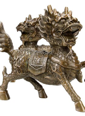 纯铜麒麟仿古麒麟摆件一对