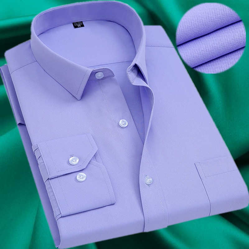 春秋薄款长袖衬衫男青年商务职业工装修身绿色斜纹衬衣工作服寸衫